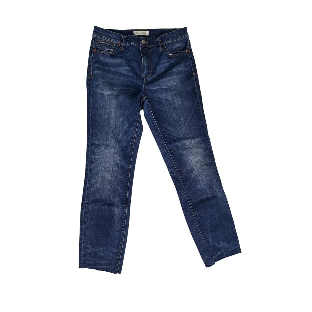 Madewell High Rise Slim Boyjean Dark Wash Denim Jeans Cropped Hem